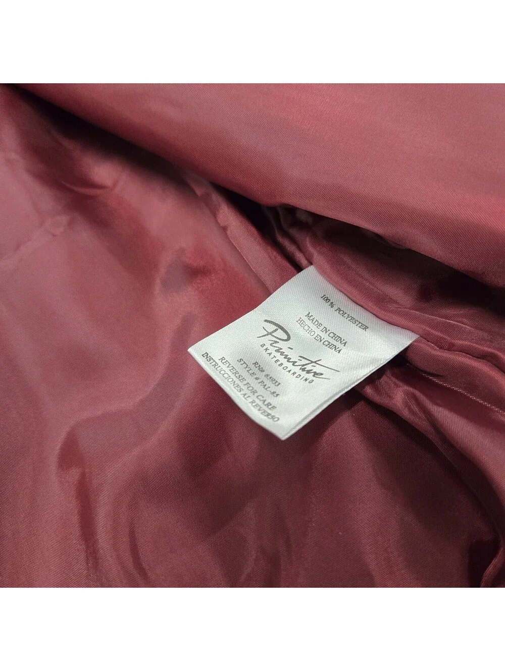 NWT Men's XXL Primitive Skateboarding Bomber Jacket Burgundy Zip Up Flight Coat - Picture 6 of 13